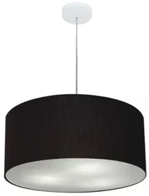 Lustre Pendente Cilíndrico Md-4049 Cúpula em Tecido 50x21cm Preto - Bivolt