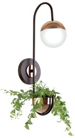 Arandela C/ Globo C/ Cachepô 12X23X51Cm Metal E Vidro 1 X G9 Globo Ø12... (BRANCO / DOURADO FOSCO, FOSCO)