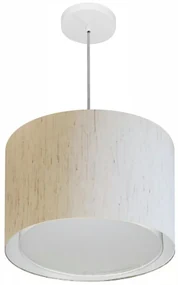 Pendente Cilíndrico Linho Bege MJ-4286 Para Mesa de Jantar e Estar