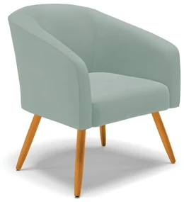 Poltrona Decorativa Pé Palito Castanho Stella Cotelê Int/Veludo Menta D03 - D'Rossi