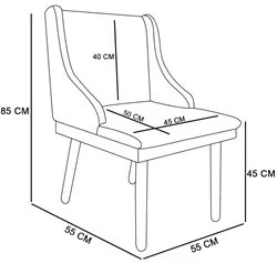 Kit 2 Cadeiras Estofadas para Sala de Jantar Pés Palito Lia Veludo Off