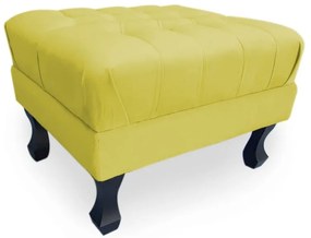 Puff Baú Decorativo Luis XV  Capitonê 60x50cm Suede Amarelo - Sheep Estofados - Amarelo