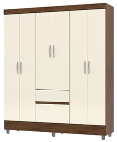 Guarda Roupa Ideal 6 Portas Plus Imbuia/Champanhe – Vila Rica Móveis