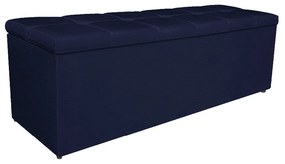 Calçadeira Estofada Manchester 140 cm Casal Corano Azul Marinho - ADJ Decor