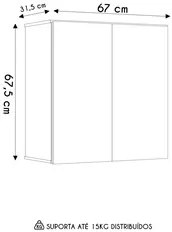 Armário de Cozinha Aéreo 2 Portas 67cm Italy Cinza - EJ Móveis