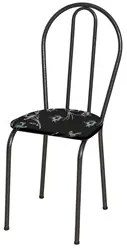 Kit 8 Cadeiras 004 Cromo Preto/Florido - Artefamol