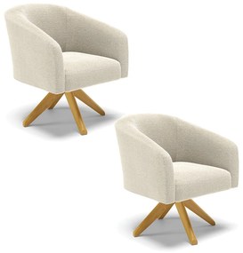 Poltrona Decorativa Giratória MA30 Kit 2 Stella Bouclê Bege D03 - D'Rossi