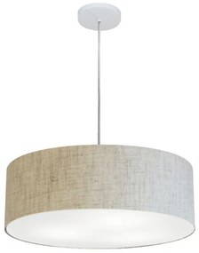 Lustre Pendente Cilíndrico Md-4254 Cúpula em Tecido 45x15cm Rustico Bege - Bivolt