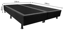 Base Box para Cama Casal Queen 158x198cm Bipartido Liz S05 Suede Borda