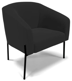 Poltrona Decorativa Pé de Ferro Preto Stella Suede Veludo Preto D03 - D'Rossi