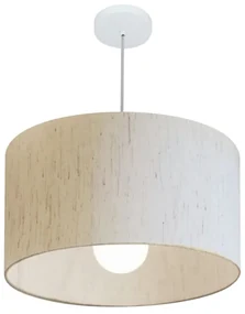 Pendente Cilíndrico Linho Bege MJ-4169 Para Mesa de Jantar e Estar