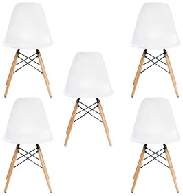 KIT 5 Cadeira Decorativa para Sala e Cozinha Garabit Branco G04 - Gran Belo