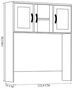 Armário Aéreo Para Cozinha Rústica Decorativo Gwen 03 Portas Imbúia G74 - Gran Belo