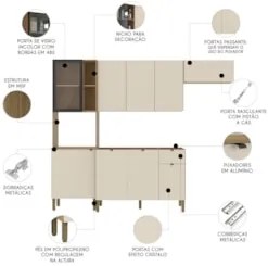 Cozinha Compacta Balcão Sem Tampo Laura Plus Soft/Freijó Z06 - Mpozena