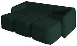 Sofá Cama Casal para Sala 246cm Polska K04 Veludo Verde - Mpozenato