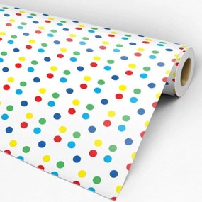 Papel de Parede poá branco azul verde vermelho e amarelo