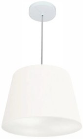 Lustre Pendente Cone Md-4246 Cúpula em Tecido 30/40x30cm Branco - Bivolt