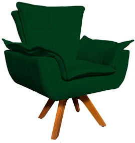 Poltrona Sala de Estar Giratória MM30 Opalla Suede D03 - D'Rossi - Verde