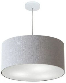 Lustre Pendente Cilíndrico Md-4219 Cúpula em Tecido 55x25cm Rustico Cinza - Bivolt