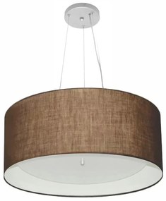 Lustre Pendente Cilíndrico Md-4145 Cúpula em Tecido 50x25cm Café / Branco - Bivolt