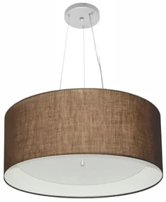 Lustre Pendente Cilíndrico Md-4145 Cúpula em Tecido 50x25cm Café / Branco - Bivolt