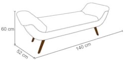 Puff Recamier Calçadeira 140cm Pés Palito Madeira Vêneto Z37 Veludo Ch