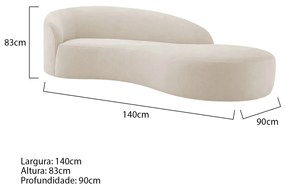 Divã Recamier Orgânico França 140cm Lado Direito Linho - ADJ Decor