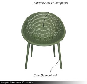 Kit 3 Poltronas Área Externa de PP Marina com Base Desmontável Verde G56 - Gran Belo