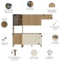 Cozinha Compacta Com Balcão 251cm Laura Plus Freijó/Soft Z06 - Mpozena