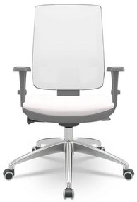 Cadeira Brizza Diretor Grafite Tela Branca com Assento Vinil Eco Branco Base Autocompensador Aluminio - 65807 Sun House