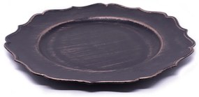 Sousplat Para Prato De Mesa Decorativo Preto e Dourado Com Bordas Irregular 33 cm - D'Rossi