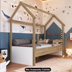 Cama Infantil Montessoriana Casinha Infix C06 Aveiro/Branco - Mpozenat