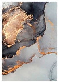 Quadro Decorativo Abstrato Cinza e Dourado - KF 46217 40x60 (Moldura 520)