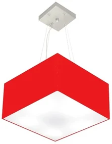 Lustre Pendente Quadrado Vermelho MJ-4005 Para Mesa de Jantar e Estar