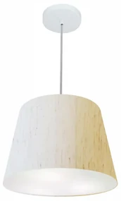 Lustre Pendente Cone Md-4246 Cúpula em Tecido 30/40x30cm Linho Bege - Bivolt
