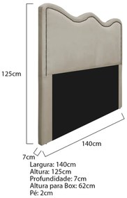 Cabeceira Casal Bari P02 140 cm para cama Box Suede - ADJ Decor