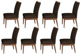 Conjunto 8 Cadeira Decorativa Leticia Veludo Marrom