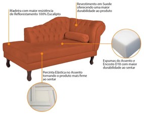 Recamier Diana 160cm Lado Esquerdo Suede Terracota - ADJ Decor