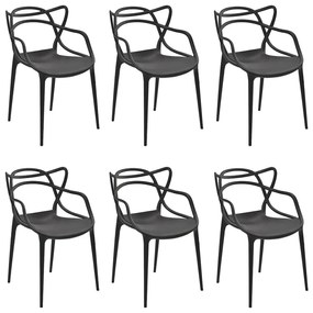 Kit 6 Cadeiras Decorativas Sala e Cozinha Feliti (PP) Preto G56 - Gran Belo