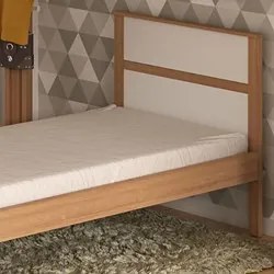 Cama de Solteiro Madeira CM8004 Amêndoa/Branco - Tecno Mobili