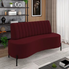 Sofá Living Decorativo 2 Lugares 1,35M Katara Pés de Ferro Veludo Bordô G33 - Gran Belo