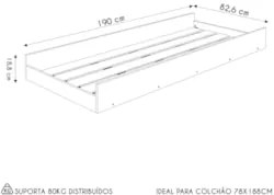 Cama Auxiliar Infantil Para Colchão 78x188cm Infix C06 Branco - Mpozen