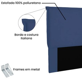 Cabeceira Garden Para Cama Box Casal 140 cm Suede Azul Marinho - D'Rossi