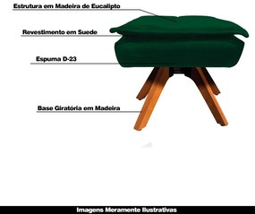 Puff Decorativo Base Giratória em Madeira Charger Suede Verde G19 - Gran Belo