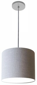 Luminária Pendente Vivare Free Lux Md-4105 Cúpula em Tecido - Rustico-Cinza - Canopla cinza e fio transparente