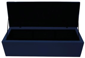 Recamier Baú Estofada Mel 140 cm Casal Com Capitonê  Suede Azul Marinho - ADJ Decor