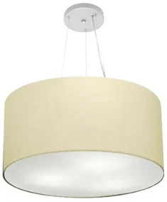Lustre Pendente Cilíndrico Md-4192 Cúpula em Tecido 55x30cm Algodão Crú - Bivolt