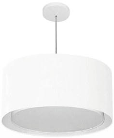 Lustre Pendente Cilíndrico Duplo Md-4295 Cúpula em Tecido 50x30cm Branco - Bivolt