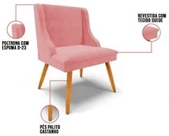Kit 10 Cadeiras Estofadas para Sala de Jantar Pés Palito Lia Suede Ros