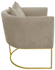 Poltrona Paola Suede Base Metálica Dourado D'Rossi - Marrom Rato